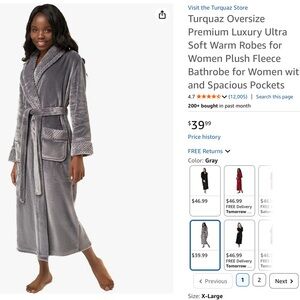 Turquaz Oversize Premium Luxury Ultra Soft Warm Robes for Plush Fleece Bathrobe